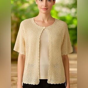 NWT!R&K Cream Open-Front Knit Shrug Size 3X